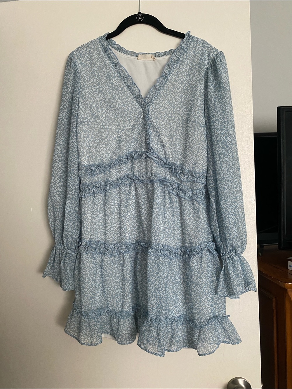 Altard State Light Blue Floral Ruffle Tiered
